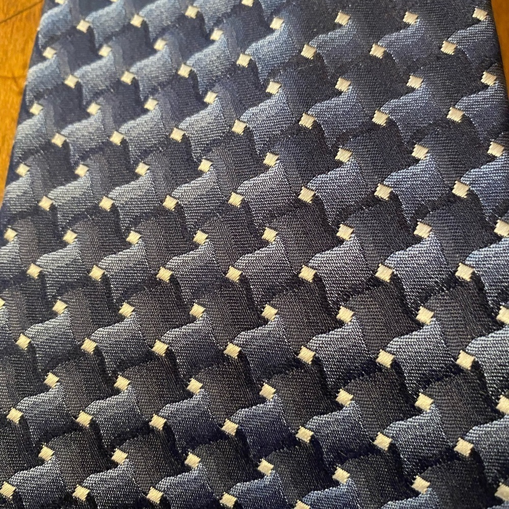 George Mens Silk Handmade Blue Gray Tie 61”